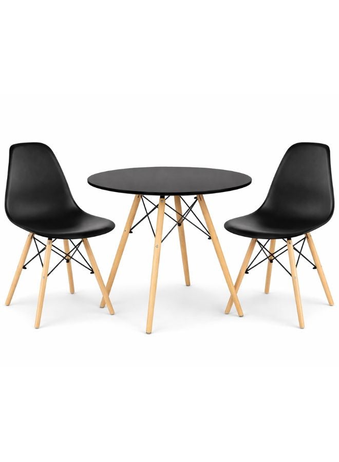 MAAS 3 Piece Dining Table Set with 2 Chairs and Round Table  Modern Design with Solid Wood Legs - Image 1